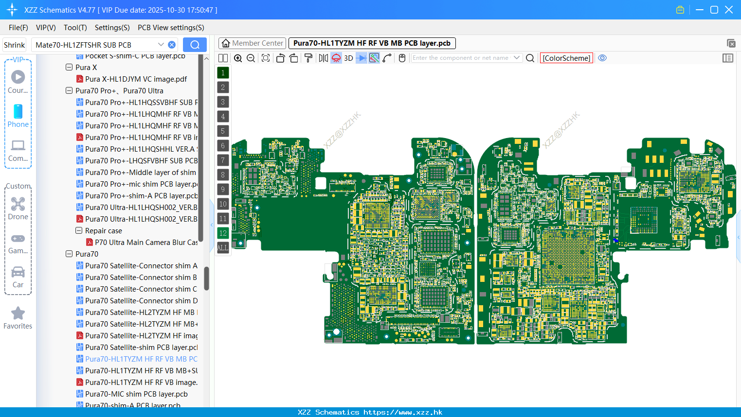Huawei Pura70-HL1TYZM HF RF VB MB PCB Layer